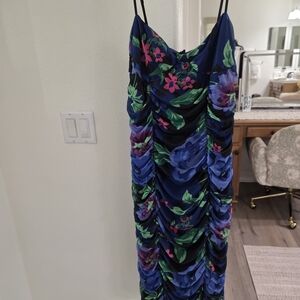 AFRM Blue and Purple Floral Midi Dress